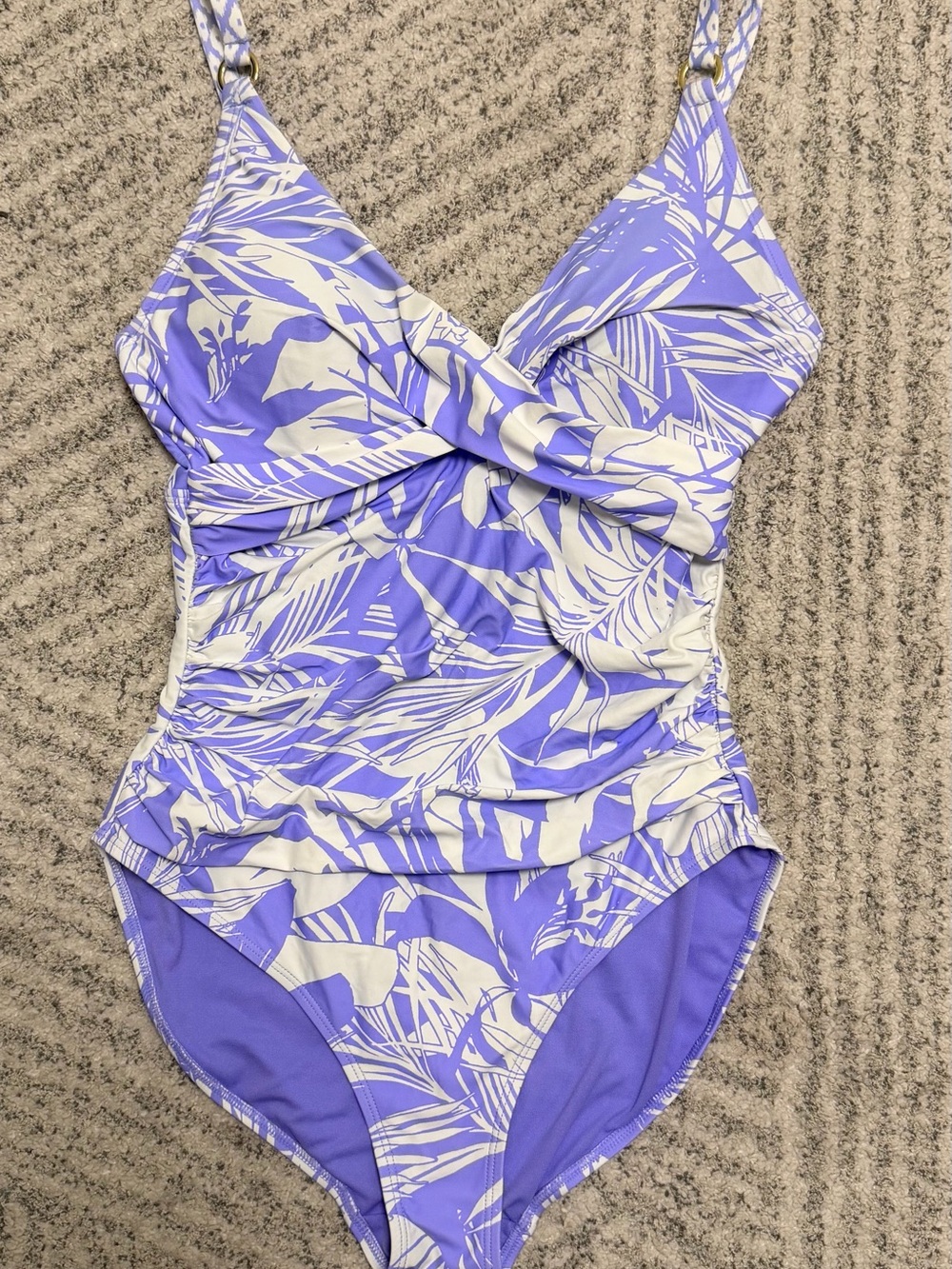 Kids Purple & White Printed One-Piece Swimsuit